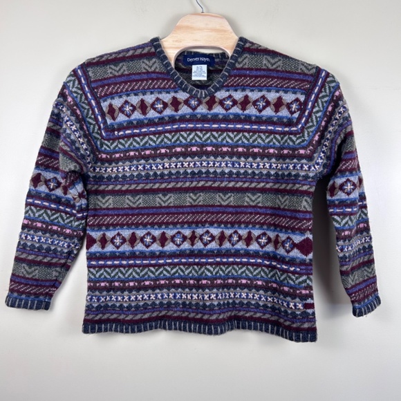 All Wool women’s v-neck argyle cardigan multicoloured size XL - Picture 8 of 8